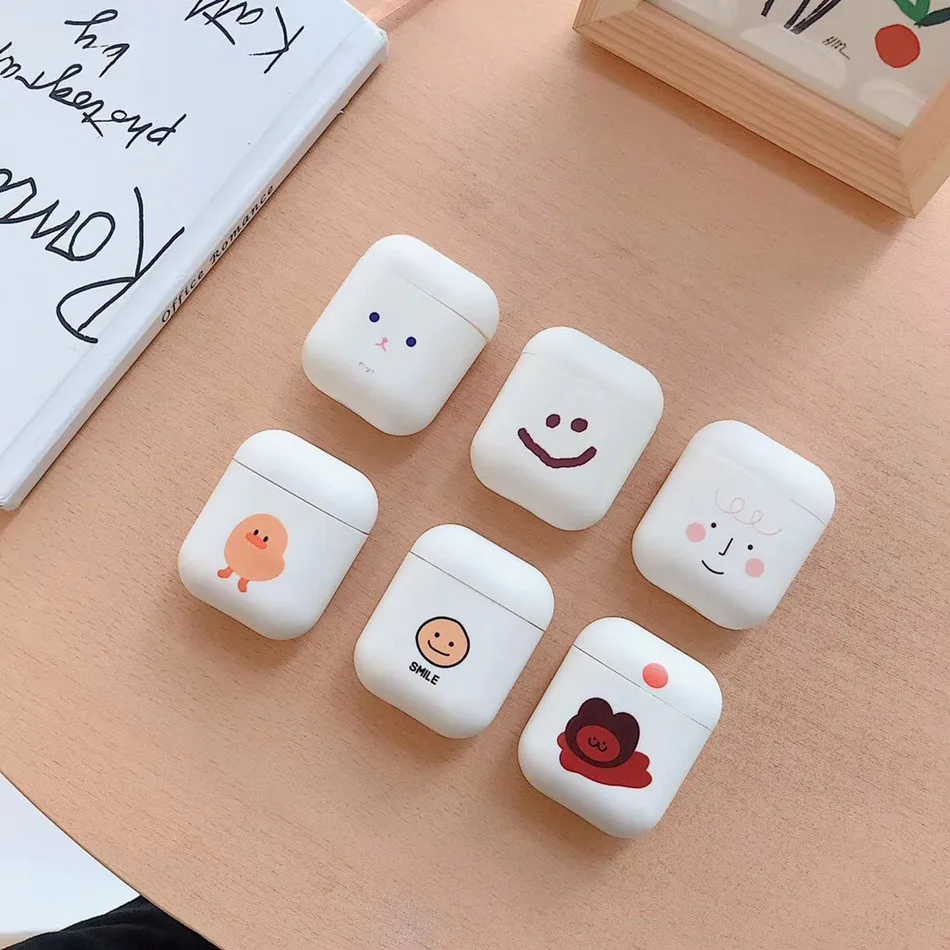 Чехол для AirPods с милым мультяшным смайликом, мягкий силиконовый чехол для наушников s для Apple Airpods 2 ins, стильный защитный чехол со смайликом
