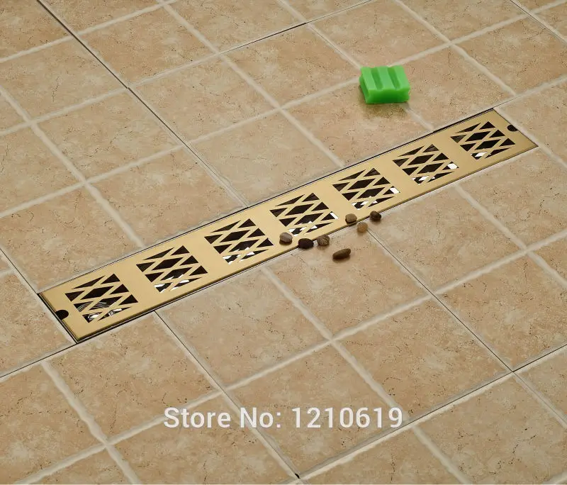 

Newly Stainless Steel Floor Drain Gound Drainer Ti-Gold Plate 70*10cm Shower Strainer Floor Filler