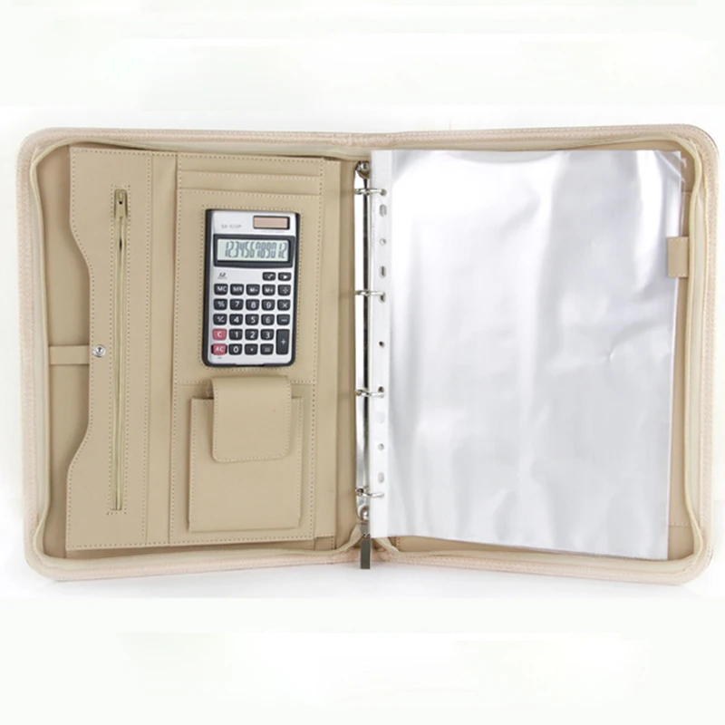 Zipper File Folder A4, PU Leather black red brown in File Folder from