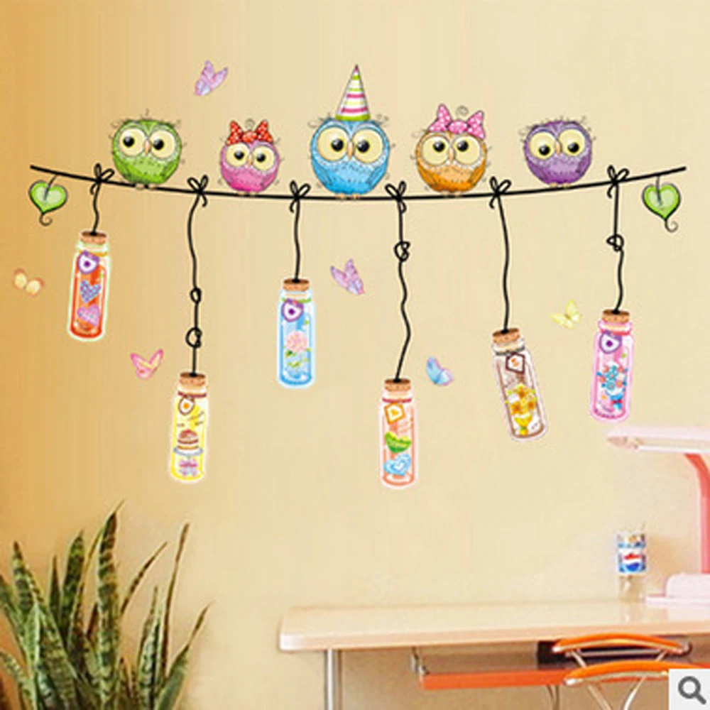 Children room kindergarten classrooms the cartoon animals wall post owls sofa wall decorative stickers