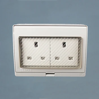 

IP55 Grade 250V 13A Wall Waterproof Dust-proof British Power Socket Double UK Standard Electrical Outdoor Outlet Grounded