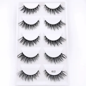 

HBZGTLAD New 5 pairs Real Mink Fake eyelashes 3D Natural False Eyelashes Mink Lashes Soft Eyelash Extension Makeup Kit Cilios 12