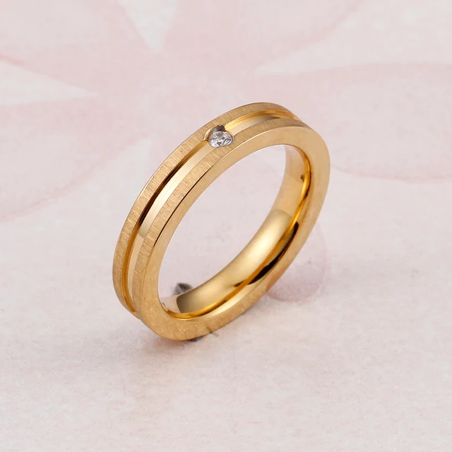 KALEN Stainless Steel Gold & Rose Gold Groove Finger Rings For Women Trendy  Bohemia Cubic Zirconia Wedding Rings Bague Jewelry