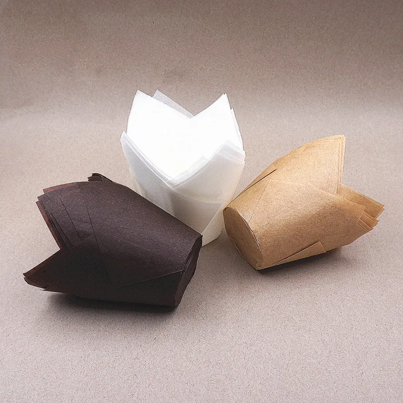 

Hoomall 50Pcs/set Disposable Tulip Flower Chocolate Cupcake Wrapper Baking Muffin Paper Liner Mold Paper Cake Decoration Tool