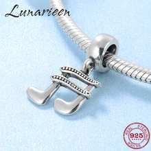 Художественный ароматизатор, 925 пробы, серебряная музыкальная запись, изящные подвески, бусины, подходят к оригиналу Pandora, очаровательный браслет, изготовление ювелирных изделий