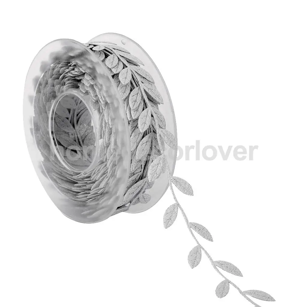 15 m / Roll Artificial Silk Leaf Ribbon - Satin Leaf Leaves Vine Garlands Ribbon Sew On Lace Trim for DIY Handmade Sewing Crafts