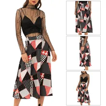 Женские юбки Зима плотная Весенняя модная женская богемная клетчатая Высокая талия А-образная пляжная юбка средней длины Женская Z044