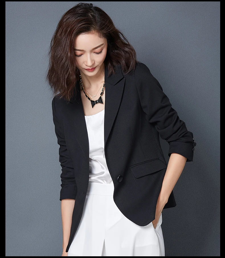 AYUNSUE черный/белый тонкий длинный рукав женские блейзеры и куртки Повседневный весенне-летний женственный блейзер Feminino Manga Longa CJ060