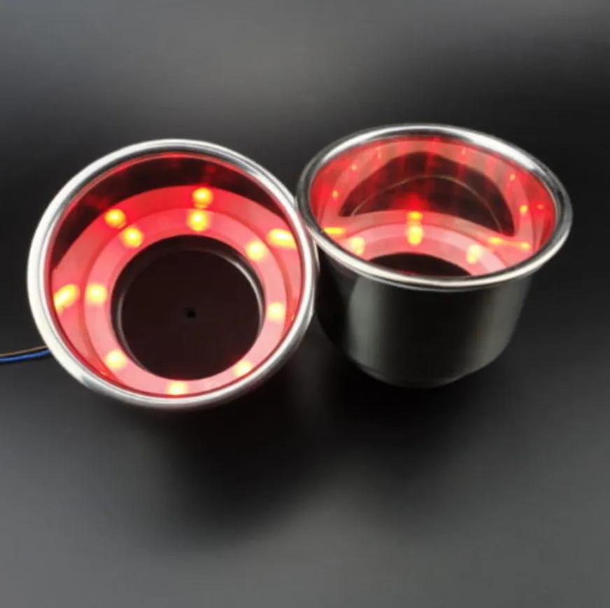 

Stainless Steel Cup Drink Holder Red LED Built-in For Marine Boat Truck RV