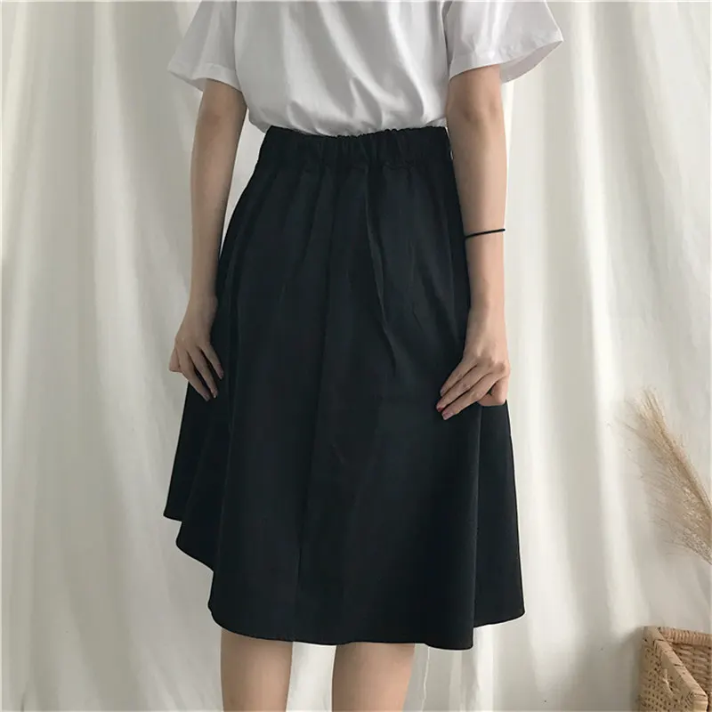 Woherb корейские асимметричные юбки женские повседневные трапециевидные бандажные юбки с высокой талией однобортная Юбка Saia Jupe Femme 20748