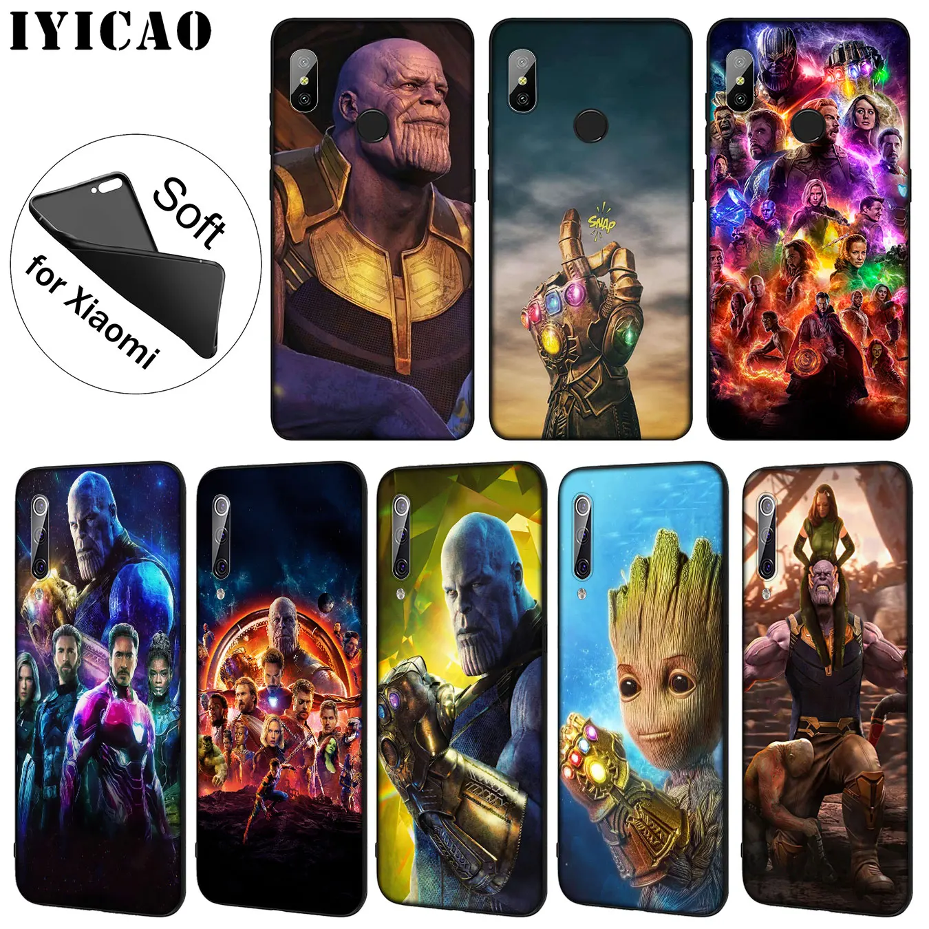 IYICAO Thanos vs avengers Endgame Marvel Soft Silicone Case for Xiaomi Mi 9 8 A2 Lite A1 6 6X pocophone f1 MAX 3 mi9 mi8 mia2