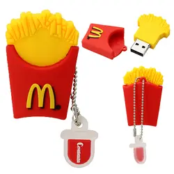 Mcdonald картошки фри USB2.0 карту флэш-памяти с интерфейсом usb Девушки подарок 128 ГБ 64 г карту флэш-памяти с интерфейсом USB 32 г 16 г 8 ГБ 4 ГБ
