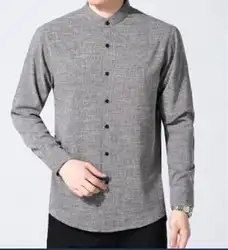 Осень 2018 новые мужские рубашки среднего возраста натуральный цвет мягкий тонкие длинные рукава shirts-TX34