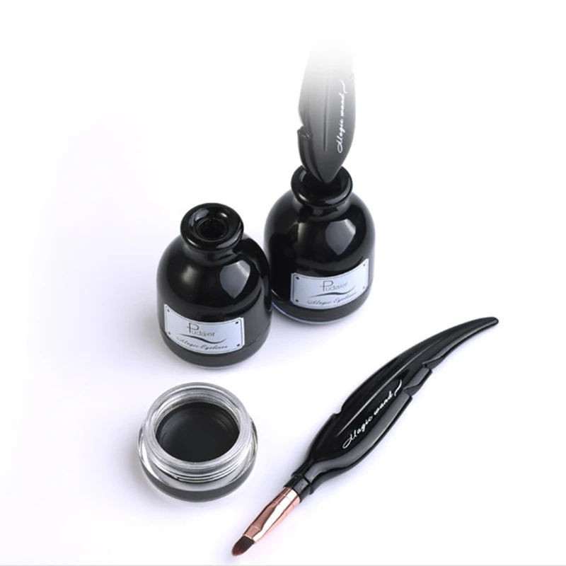 

Eyeliner Gel With Feather Shape Brush Waterproof Long Lasting Eye Liner Cosmetics Eyes Makeup YF2018 For Women