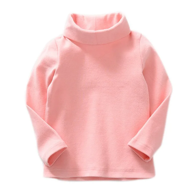 Candy Color Girls Clothes Kids Turtleneck T-shirt Fall Winter Solid Casual Pullover Cotton Clothes