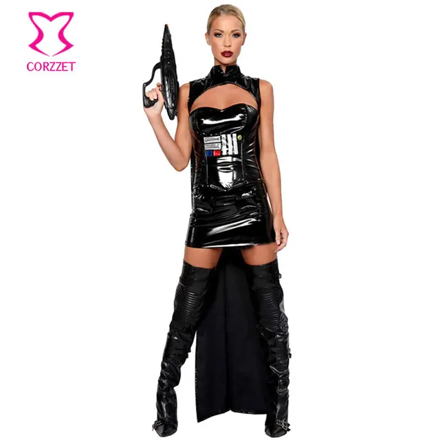 4 piece black pvc leather sexy warrior costume woman adult halloween plus size star wars costumes