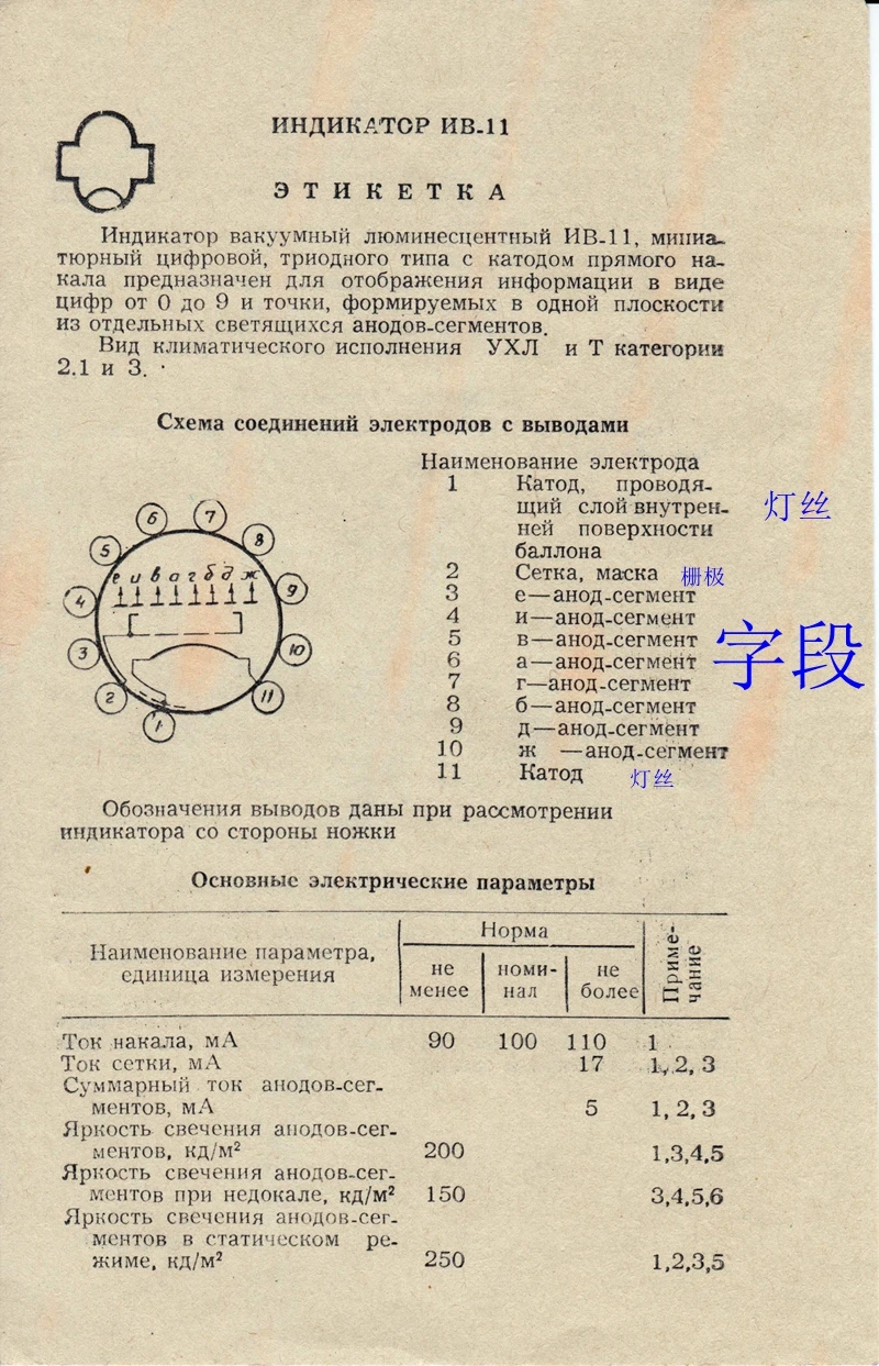 Новая IV-11(B-11) флуоресцентная цифровая трубка