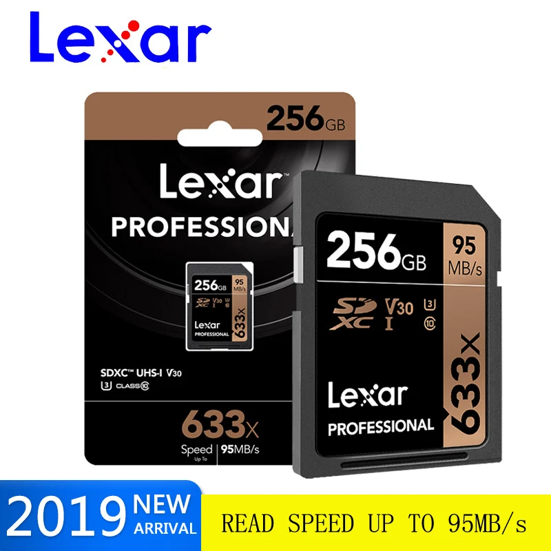 Lexar 633x sd карта, 16 ГБ, 32 ГБ, 64 ГБ, Class10 SD SDHC/SDXC карты памяти sd карты 128 ГБ 256 ГБ 512 ГБ 95 МБ/с. для зеркальной однообъективной камеры/HD камера