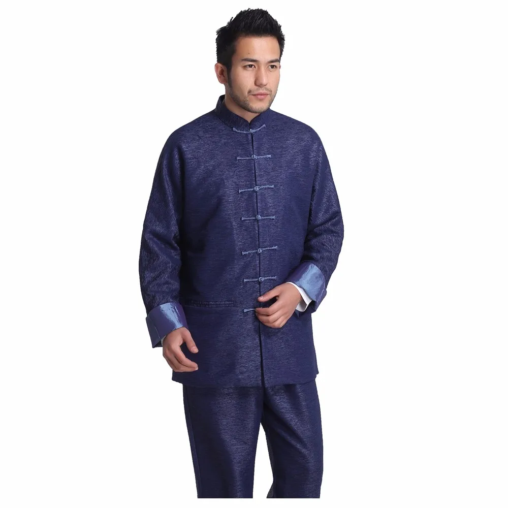 Высокое качество китайский стиль осень зима Кунг Фу куртка Тан рубашка с длинным рукавом Jushi Топ для мужчин