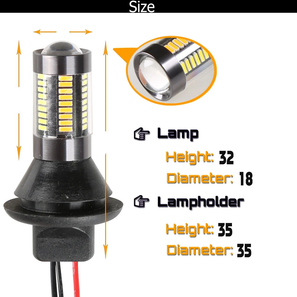 2x автомобильные T20 7440 66SMD двухцветные 1156 BA15S BAU15S лампы DC12v сигнальная лампа DRL