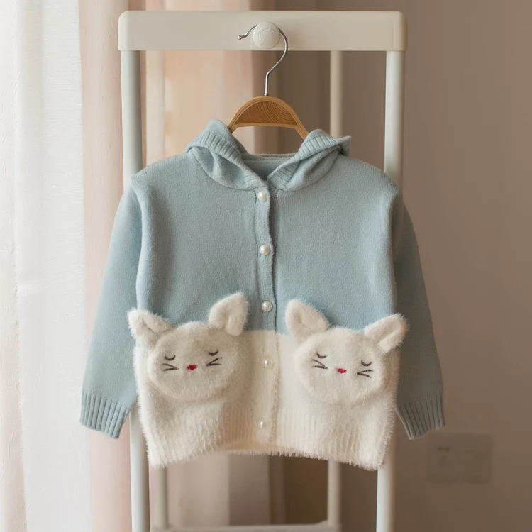 

Coat Baby Jacket Cardigan Ear Cartoon Casual Hooded Tops Children Clothes Outerwear Dropshipping Long Sleeve Sweater Outwear 4T
