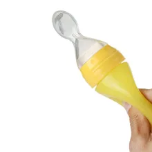 120ML High Quality Baby Silicone Squeeze Feeder Flowing Food Feeding Bottle Rice Starch Express Feeding Spoon Plus Dust Cover