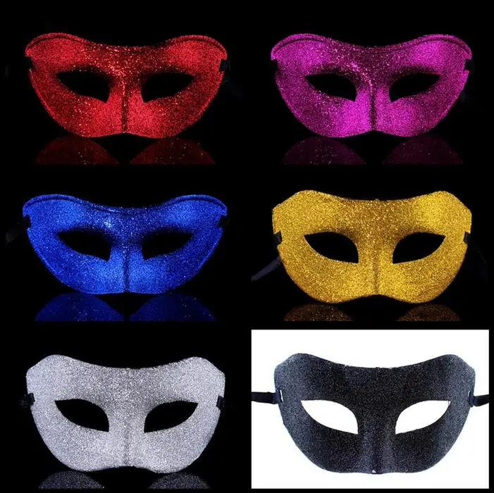 

(200 pieces/lot) Handmade Half-face Solid Color Glittered Plastic Women's and Men's Carnival Masks Mardi Gras Masks
