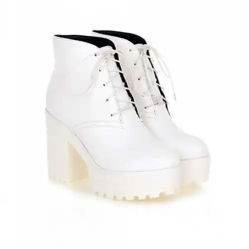 white with fur Большие размеры 43; зимние ботинки; женская обувь; Теплые ботильоны на меху; Ботинки martin; женские ботинки на платформе и высоком квадратном каблуке со шнуровкой - Цвет: white with fur