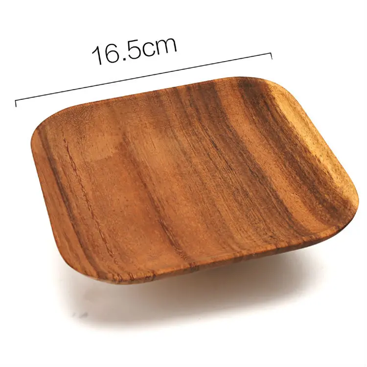 Set of 2 Square Wooden Plates High Quality Acacia Wood Dishes Serving Trays Premium Hardwood Dishes  Plates Dinnerware (5)