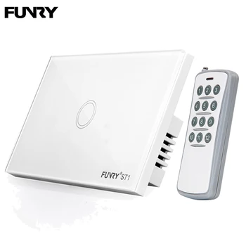 

FUNRY ST1 US Standard Remote Control Switch Touch Wall Light Switch Cystal Glass Panel Home LED Bulb Light Smart Switch 433mhz