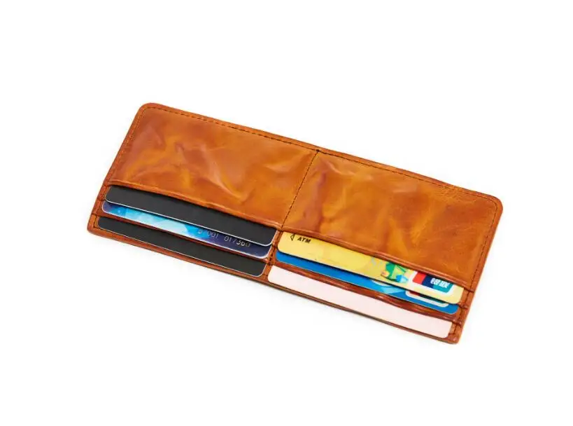 

Wax leather cow skin folder zip wallet card holders for women
