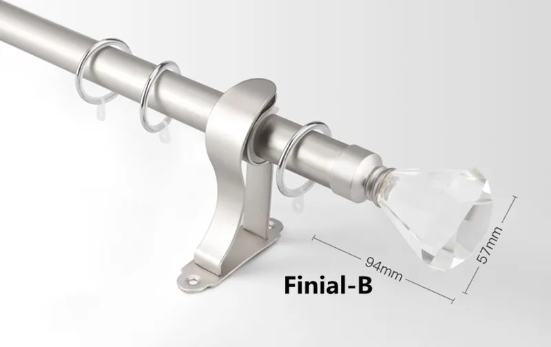 Высокое качество диаметр 28 мм карнизы для штор Художественный Кристалл мяч или cone 100 см гладить одиночный карниз стержней для гостиной - Цвет: Nickle-Finail B