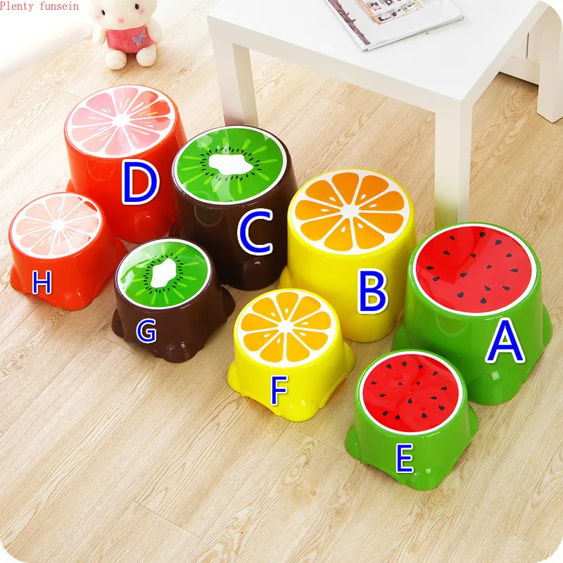 Thickened plastic fruit stool baby children's cute cartoon foot low Children Bedroom Home Chair Kids Seat  S/L size