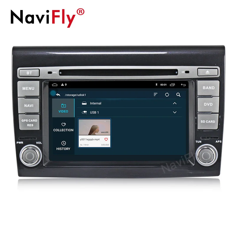 Discount NaviFly Car Multimedia Player Android9.1 GPS 2 Din Stereo System For Fiat/Bravo 2007-2012 Quad core 4GB RAM Radio am fm Wifi USB 5