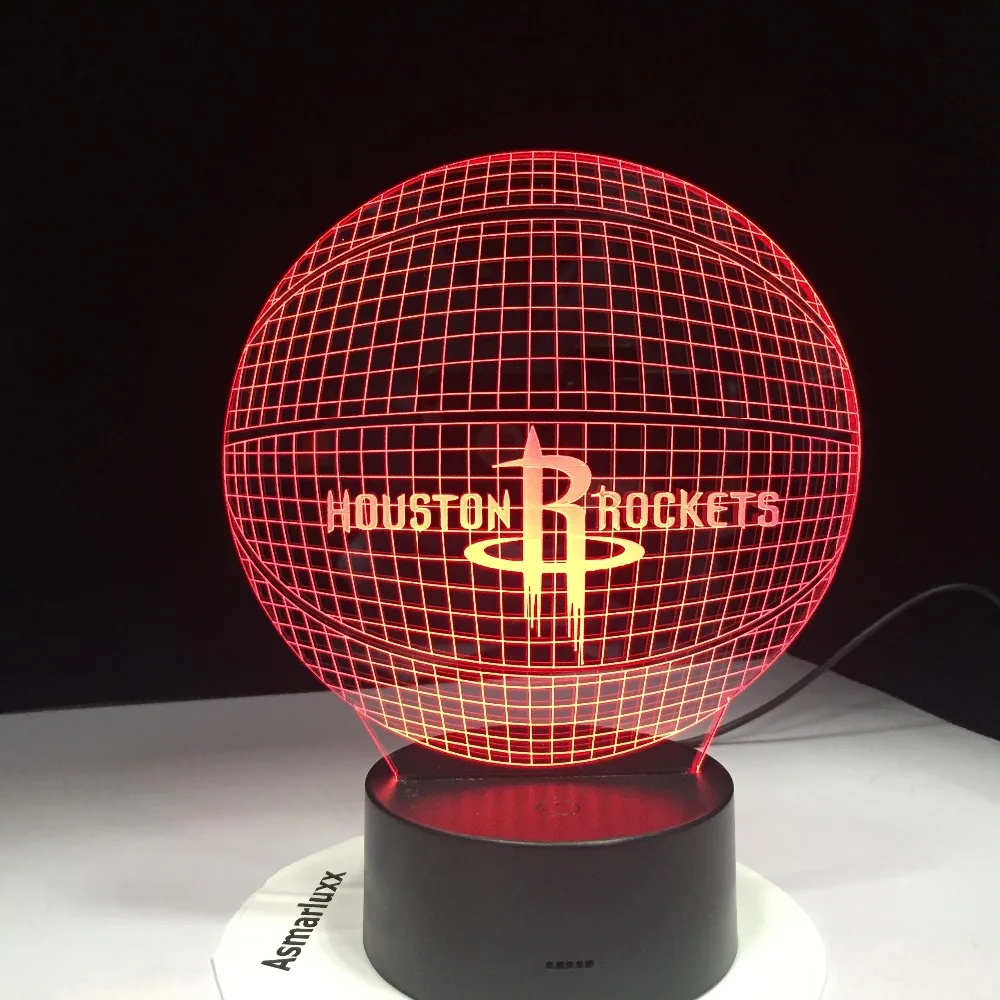 

Houston Rockets Acrylic Lamp Basketball 3D LED Night Light Novelty Gifts 7 Colors Changing Desk Table Lamp GX978 For Boys Gifts
