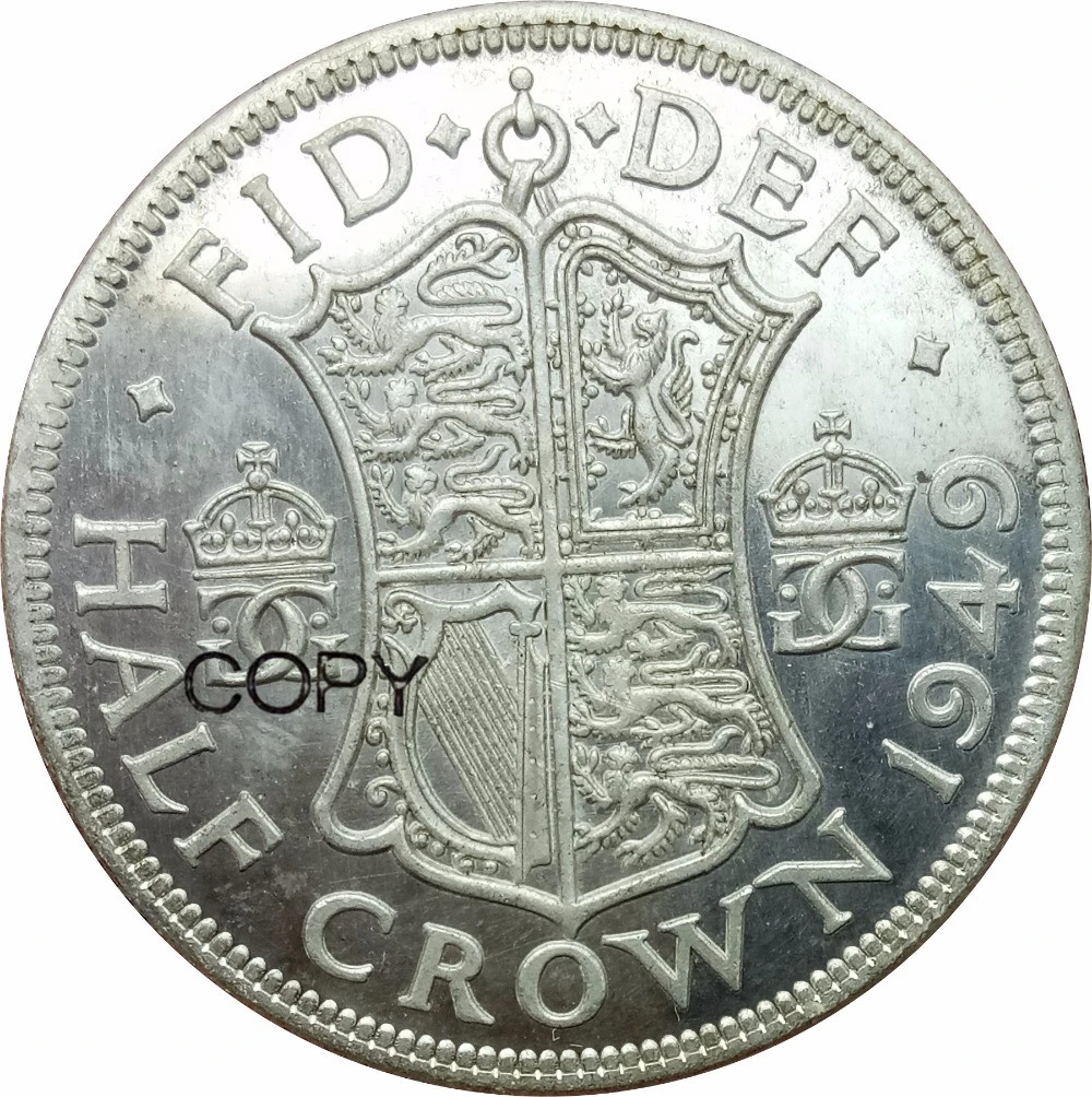 英国 1949 ハーフクラウンキングジョージ Vi 英語ロンドン銀王室シソ科メッキシルバーコピーコイン Coin Coins Coin Copycoins Silver Aliexpress
