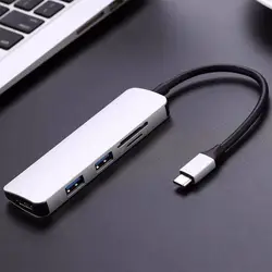 Новый 5 в 1 type-C концентратор USB-C К до 4 к HDMI USB 3,0 SD TF Card Reader адаптер для MacBook