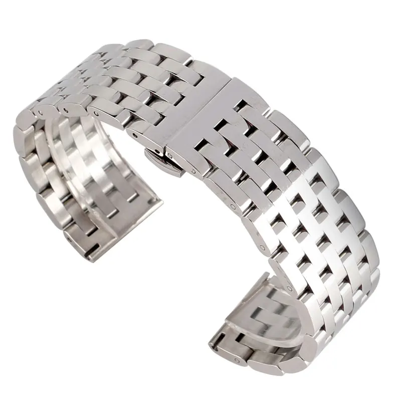 

20/22mm Watch Band High Quality Solid Link Push Button Strap Hidden Clasp Stainless Steel Fashion Metal Bracelet