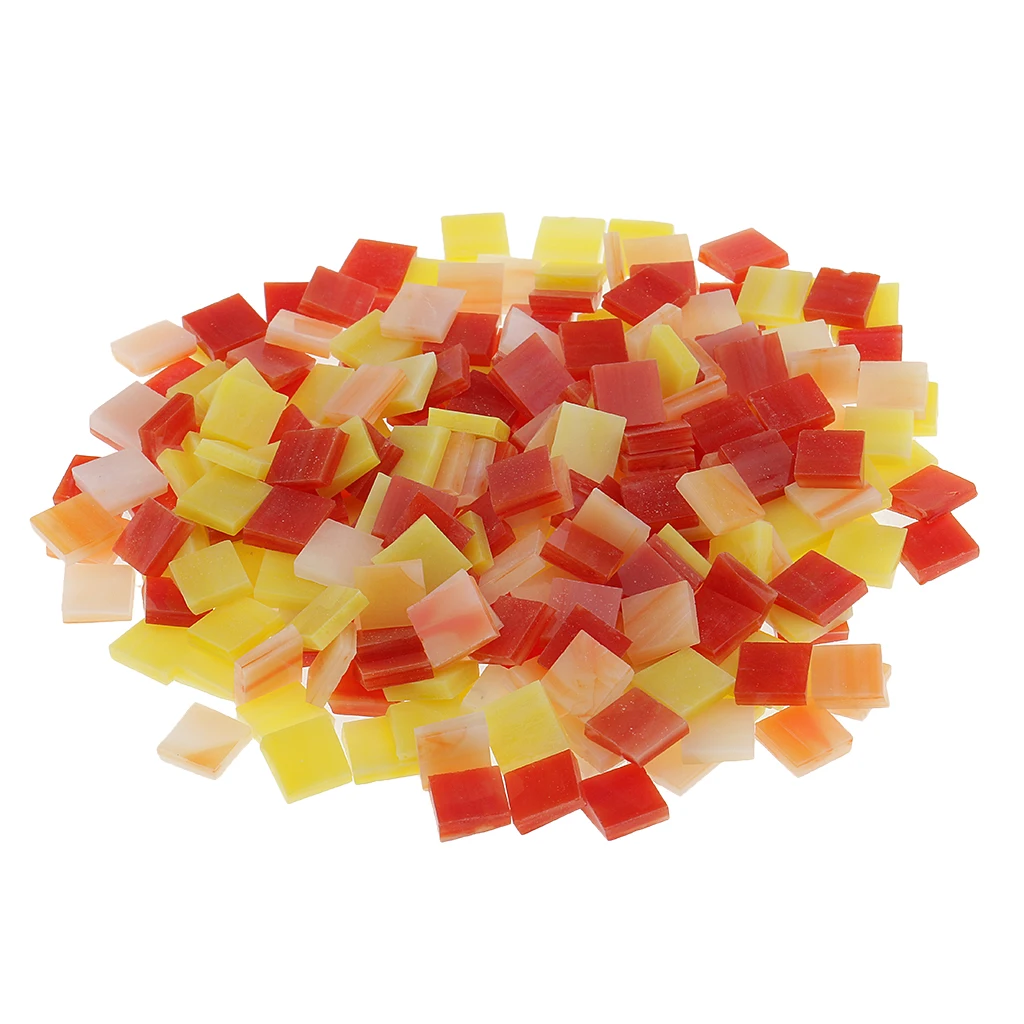 500pcs Assorted Color Vitreous Glass Mosaic Tiles for Mosaic Making DIY Crafts Kids Toys 10x10mm
