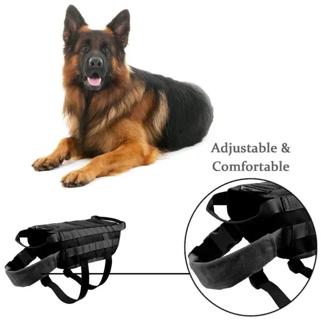 Tactical Dog Vest Harness Military Molle Army Green Harness For Small Medium Large Dogs Patrol Training Size S M L XL