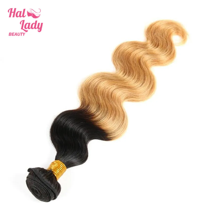 Halo Lady Beauty Ombre Human Hair 1b/27 Two Tone Ombre Body Wave Brazilian Non Remy Hair Extensions 1 Bundle Only Free Shipping body-wave
