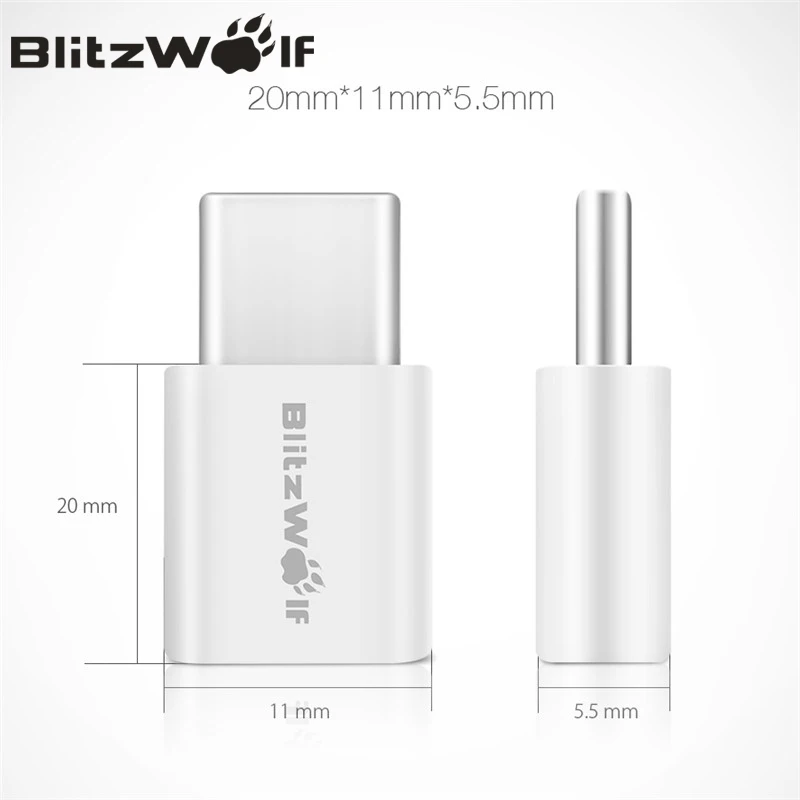 BlitzWolf 2 шт. Micro USB для usb type-C адаптер мужчин и женщин преобразования кабельный разъем для Xiaomi type-C мобильных телефонов адаптер