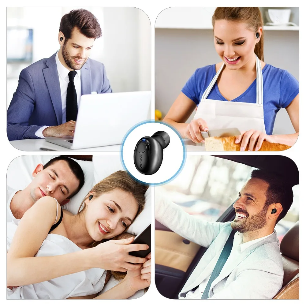 Mpow EM1 Single Bluetooth 4.1 Headphone Wireless Mini Invisible Earpiece In-ear Business Earbud Portable Earphone With Mic/Case