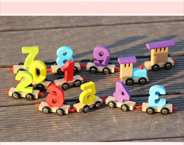 Детские деревянные математические образовательные математические цифровые цифры поезд детские игрушки Brinquedos Educativos 1 комплект 12 шт