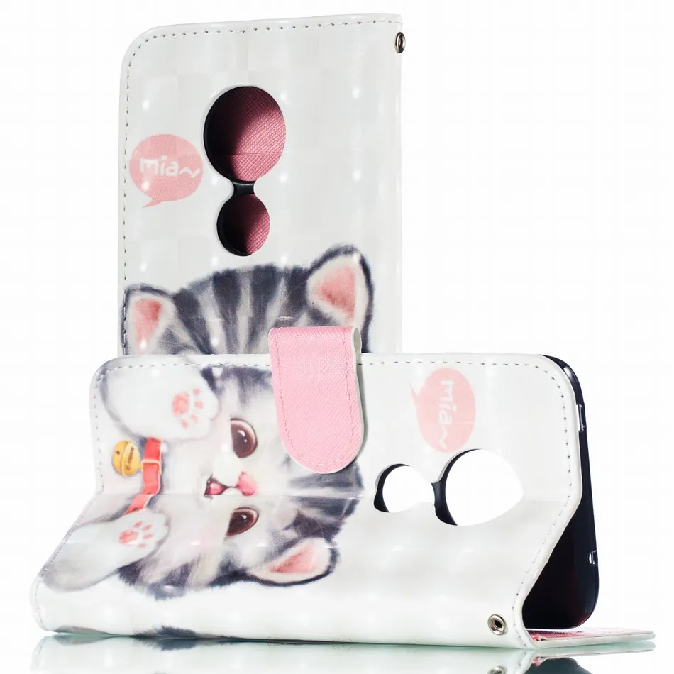 

Flowers Animals Cute Phone Wallet For Fundas Motorola Moto G7 Play G7 Power Capa Cover Book Cases Jingle Cat Butterfly Owl DP02Z