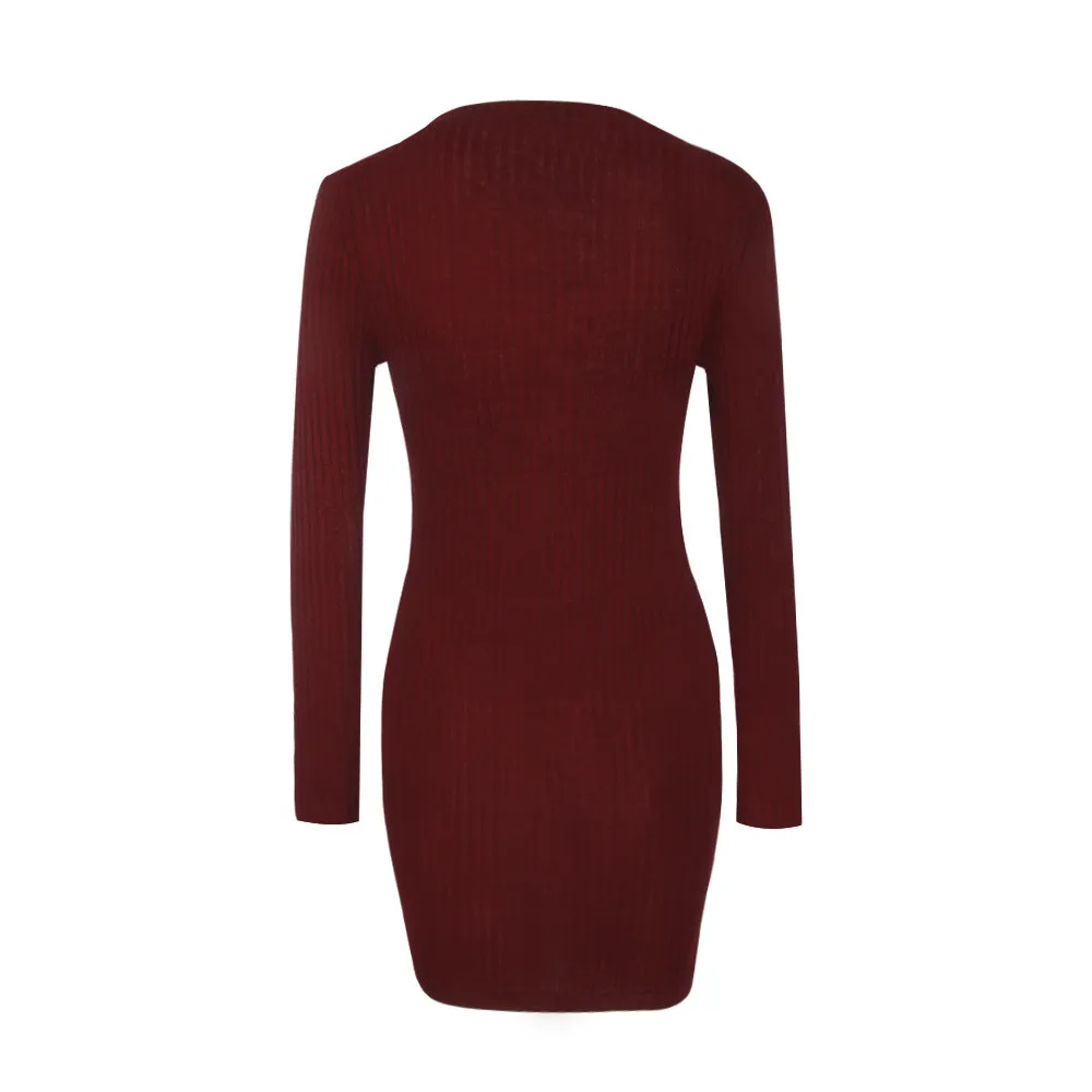 Women Winter Long Sleeve soft and comfortable Knitted BodyCon Sweater Dress L50/0126