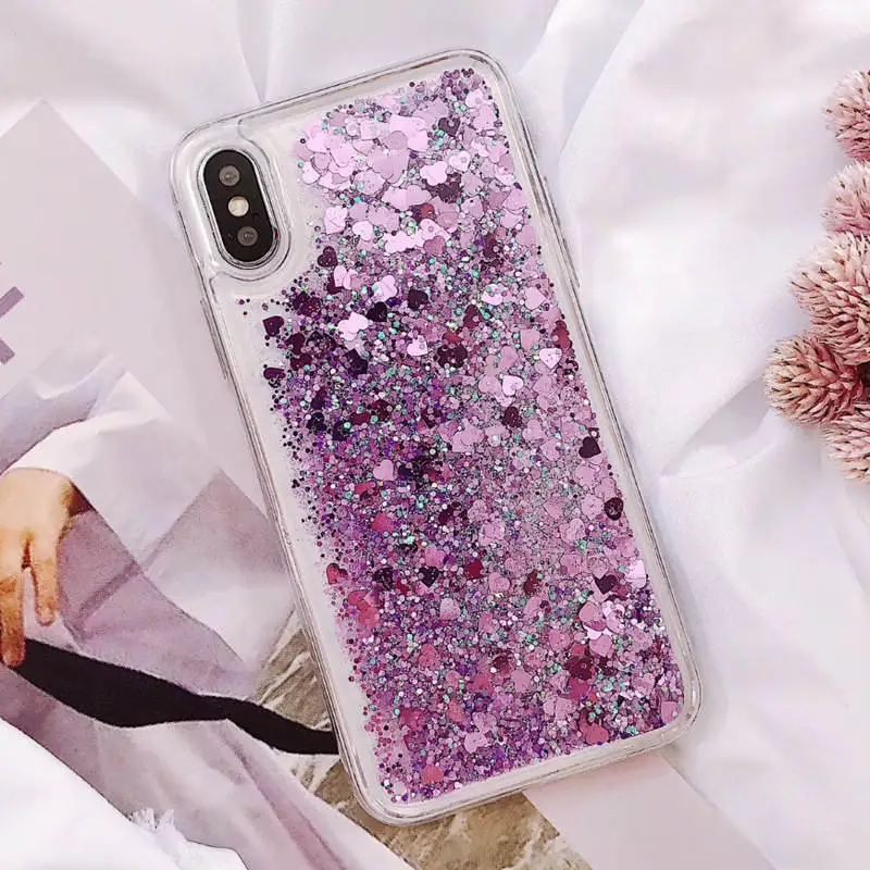 

For Samsung Galaxy A50 A30 Case Dynamic Love Heart Glitter Liquid Quicksand Cover For Samsung M30 M20 M10 Soft TPU Bling Sequins