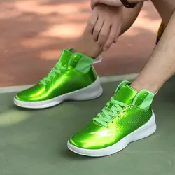 Мужская баскетбольная обувь весна осень мужские высокие кроссовки зеленый Небесно-Голубой Баскетбольная обувь на шнуровке кроссовки для