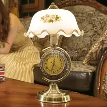 Американский Винтаж Романтика E27 база Светодиодная настольная лампа спальня железные стеклянные лампы Эдисона Настольный светильник с часами кафе бар стенд настольная лампа