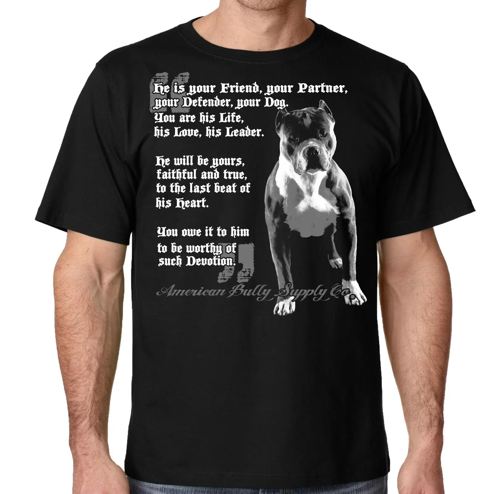Мужская хлопковая футболка с коротким рукавом He'S Your Friend Pit Bull черная принтом Sm